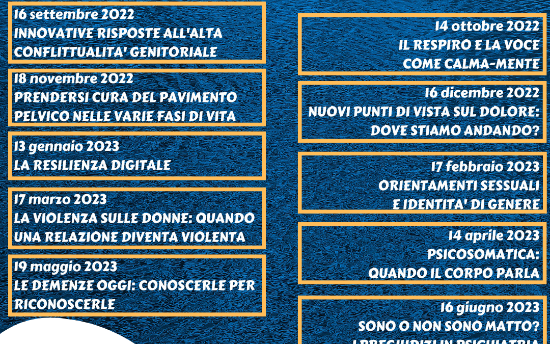 CICLO DI INCONTRI DIVULGATIVI 2022/2023 – TITOLI E DATE